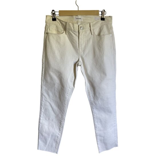 FRAME Le Garcon Crop Cream Ivory Jeans Size 26 Au Natural Grind MSRP $248 - Picture 3 of 9